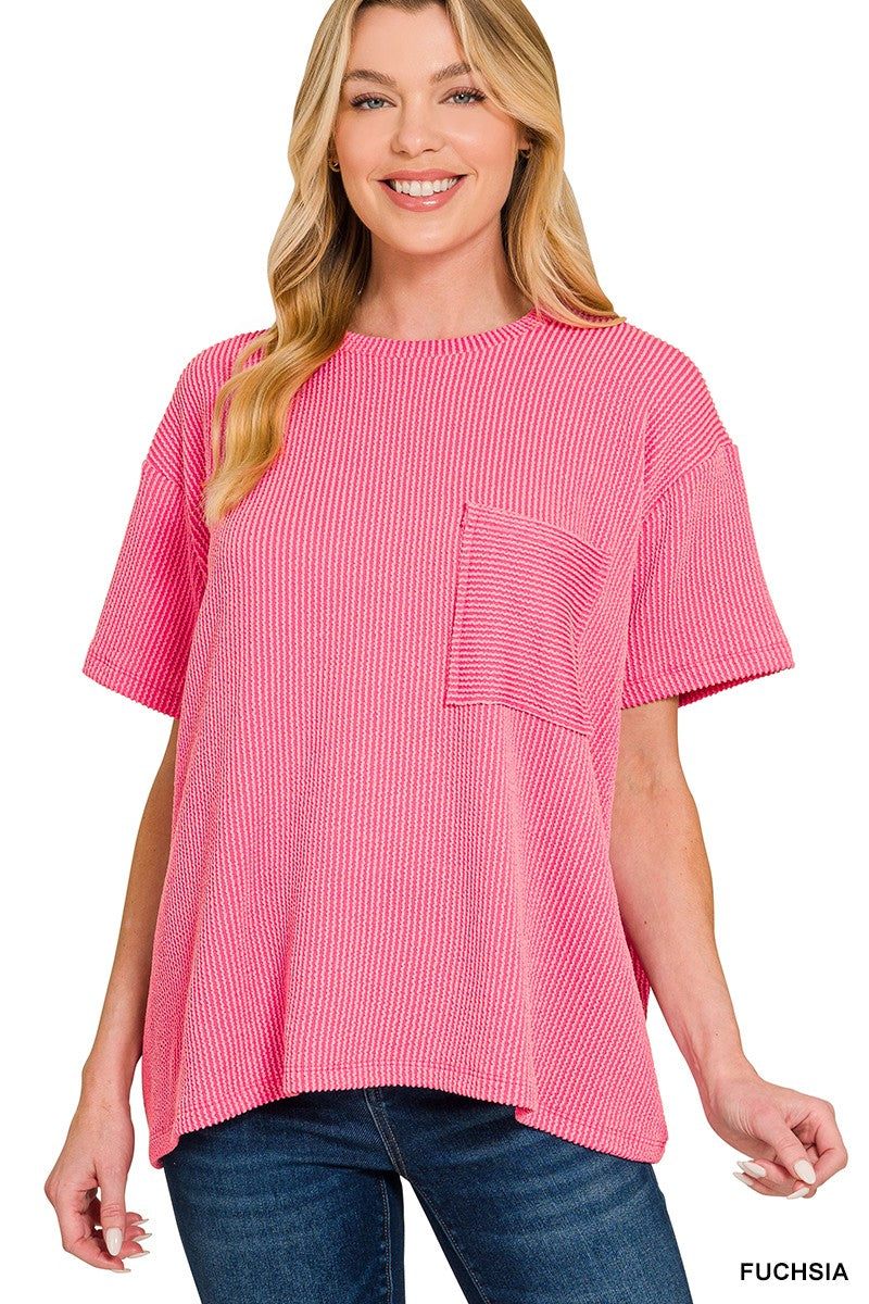 Fushia Ribbed Top