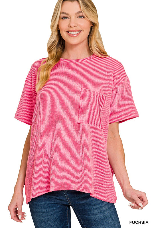 Fushia Ribbed Top