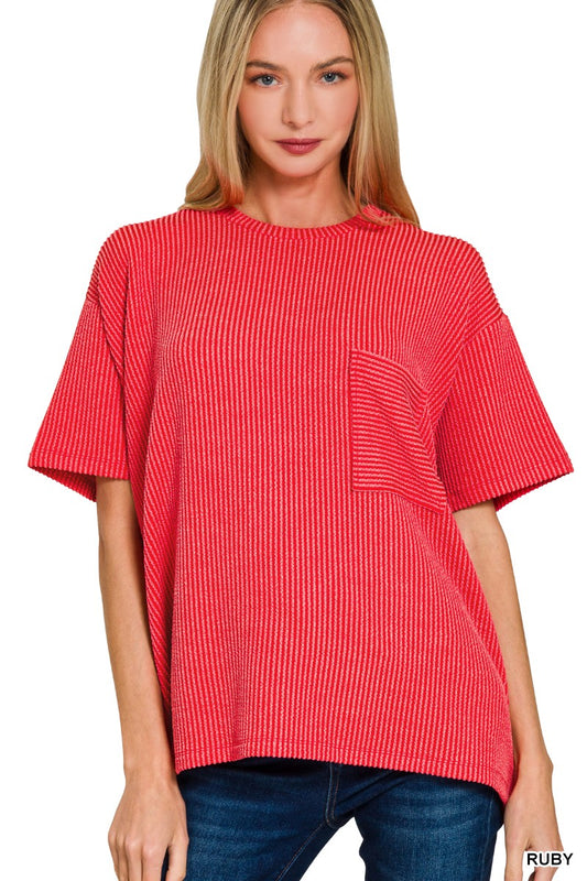 Ruby Ribbed Top