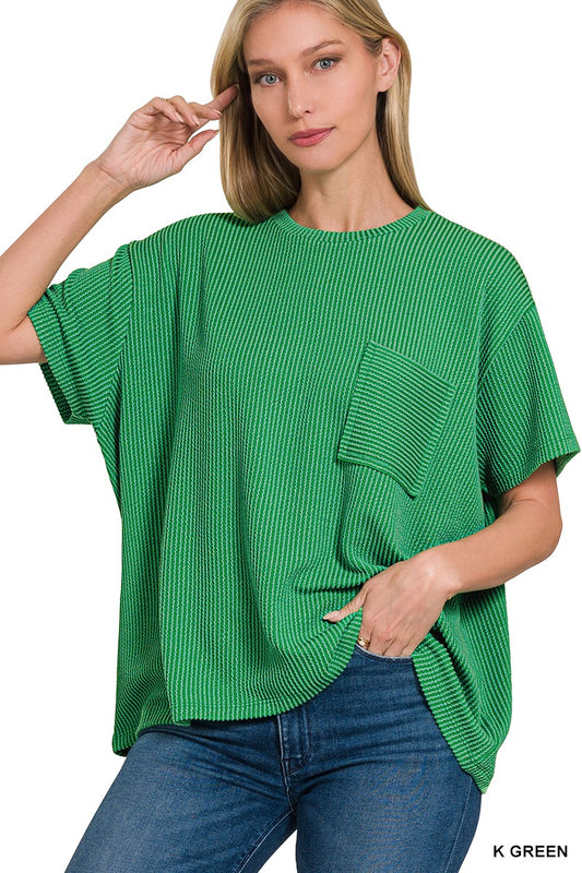 Kelly Green Ribbed Top