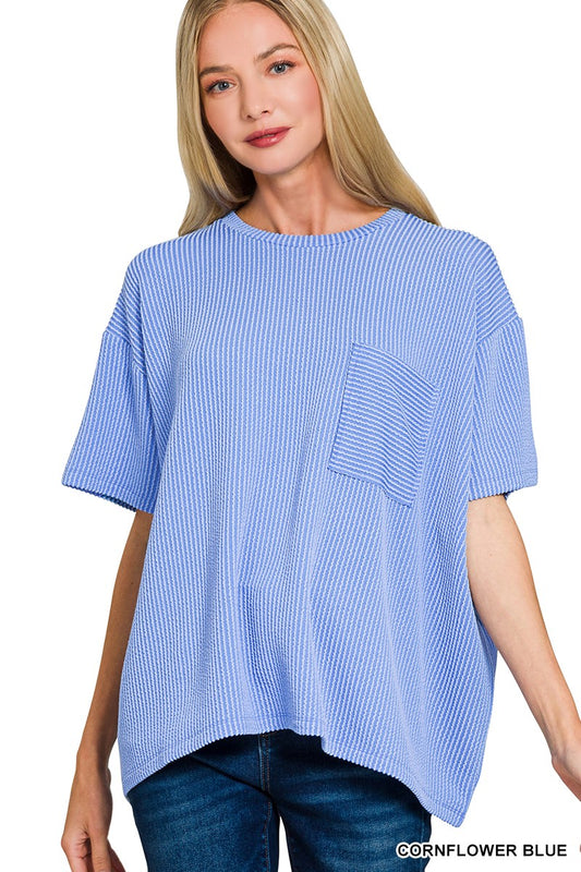 Cornflower Blue Ribbed Top