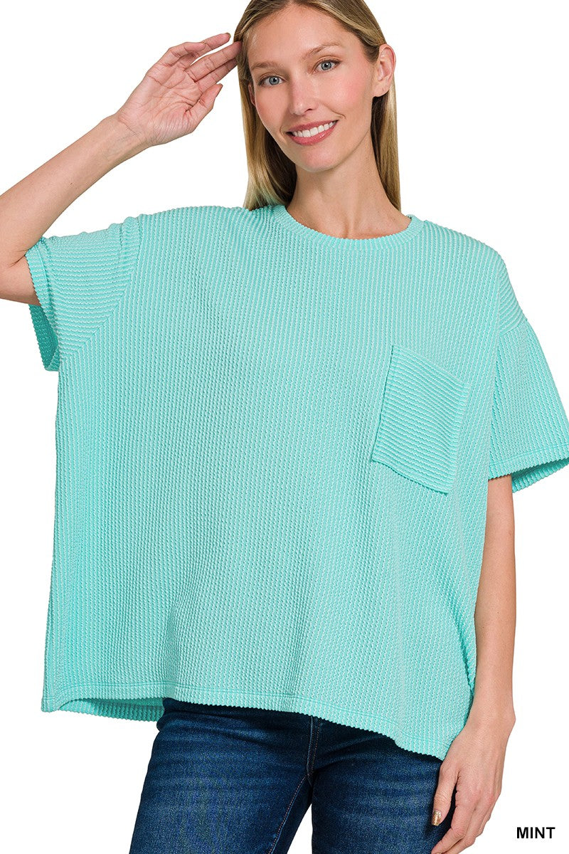 Mint Ribbed Top