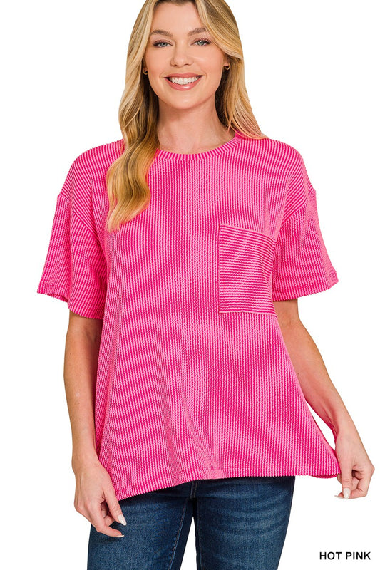 Hot Pink Ribbed Top