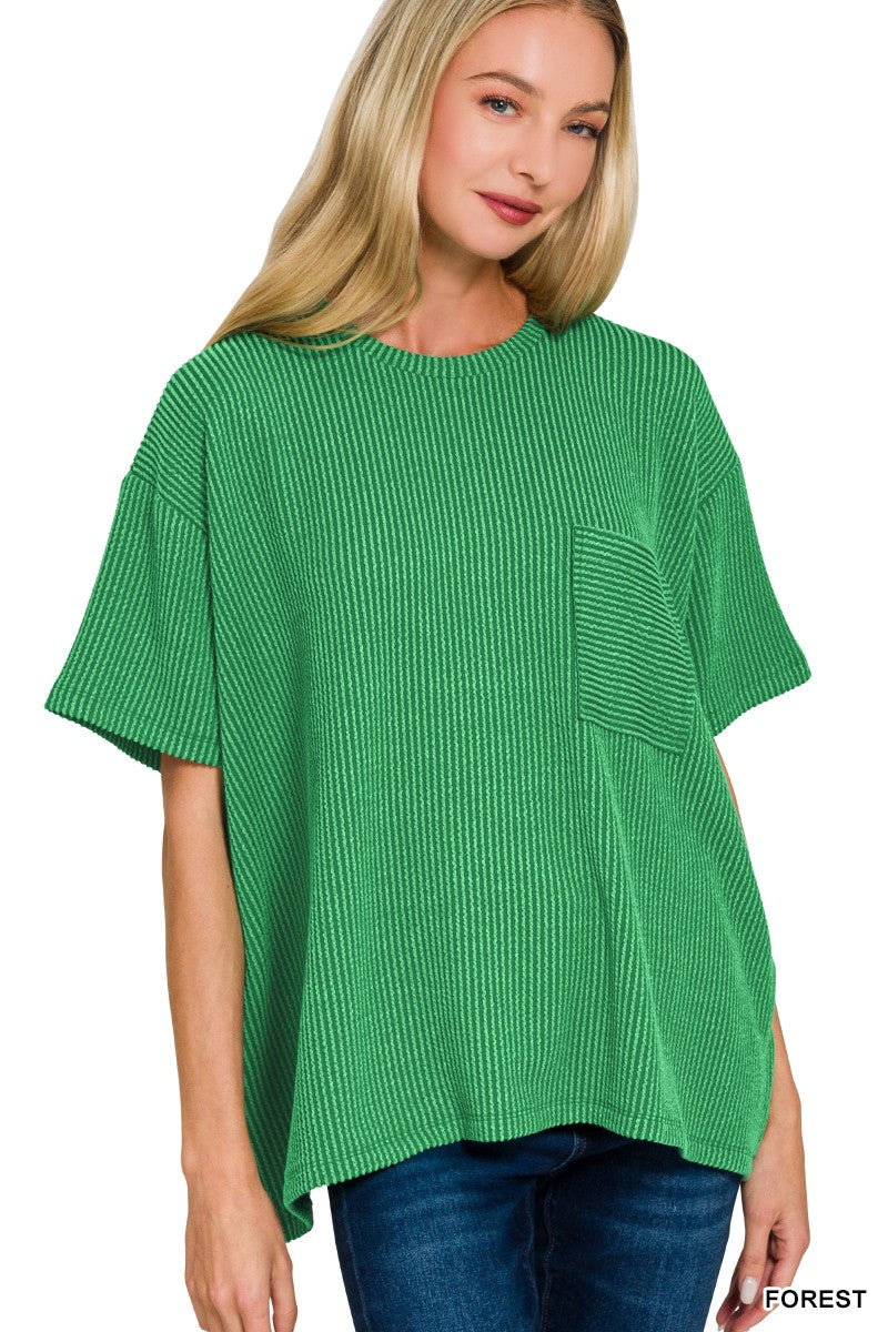 Forest Ribbed Top