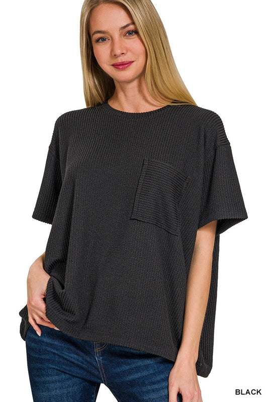 Black Ribbed Top