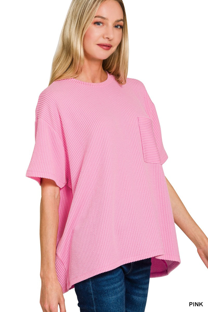 Pink Ribbed Top