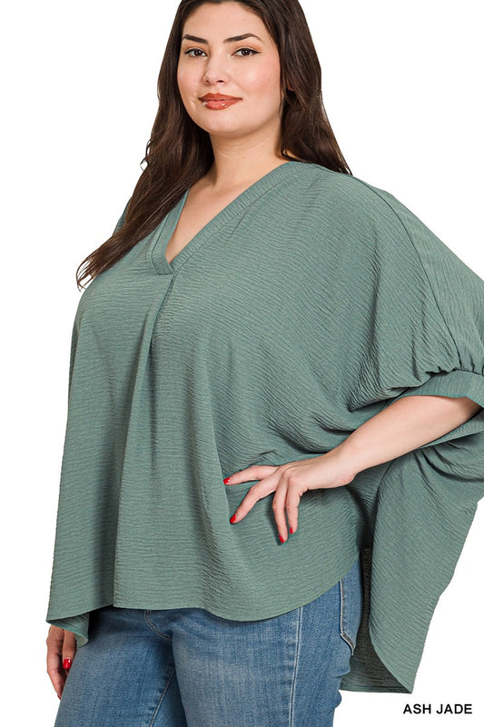 Plus Ash Jade Woven Airflow Top