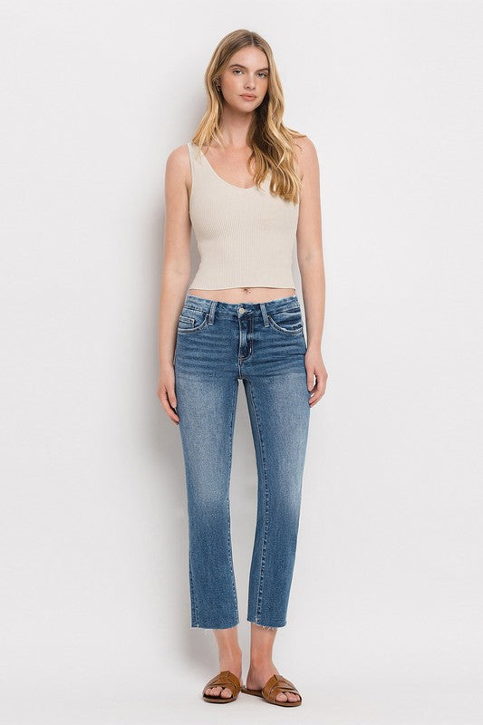 Mid Rise Crop Slim Straight Jeans (Online Exclusive)