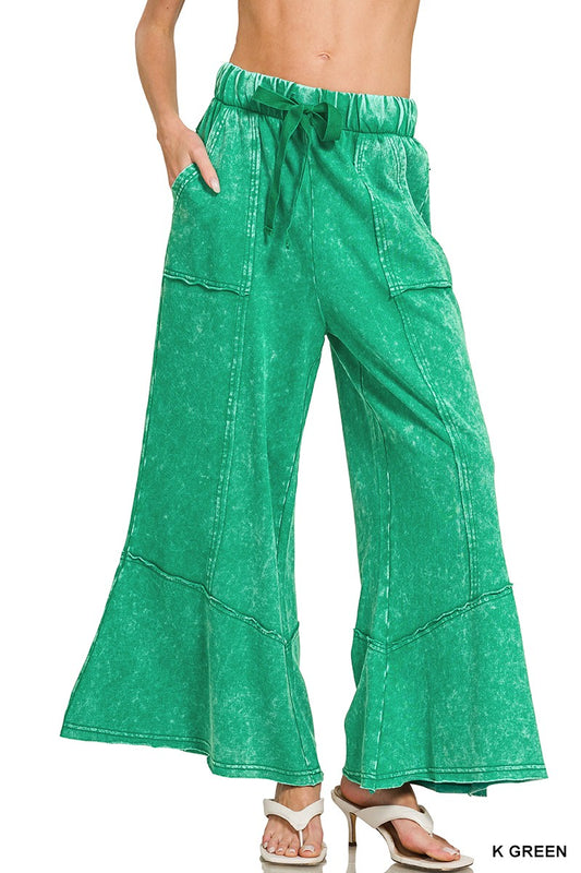 Kelly Green Acid Wash Dress Pants