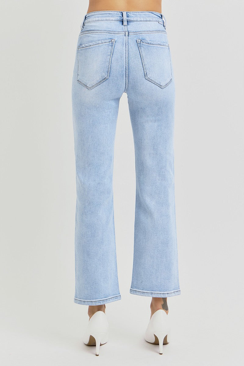 Risen Light Wash Crop Straight Leg Jeans