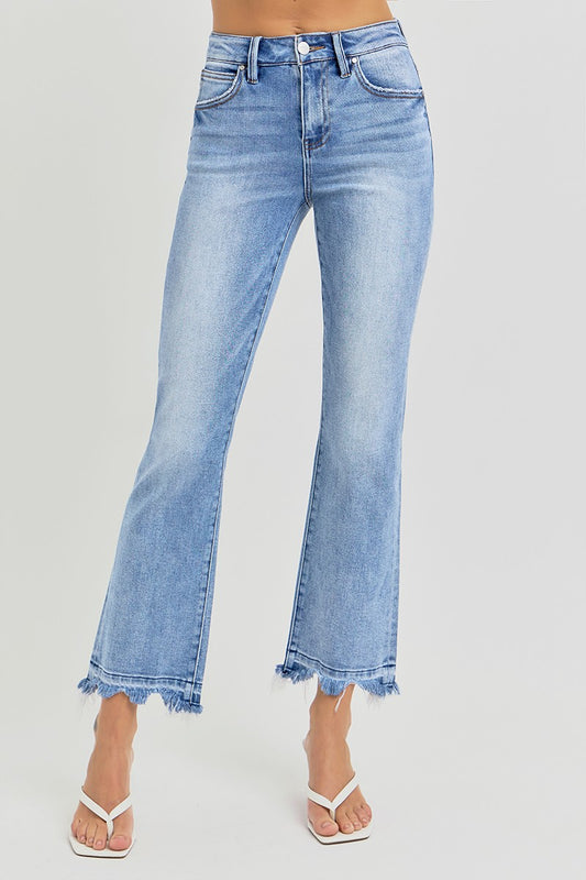 Risen High Rise Crop Straight Slim Jeans