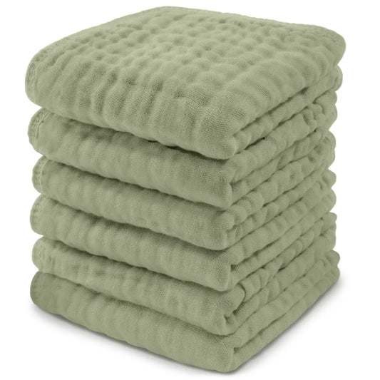 Sage 6-Pack Baby Washcloths