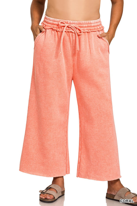 Plus Coral Acid Wash Pants