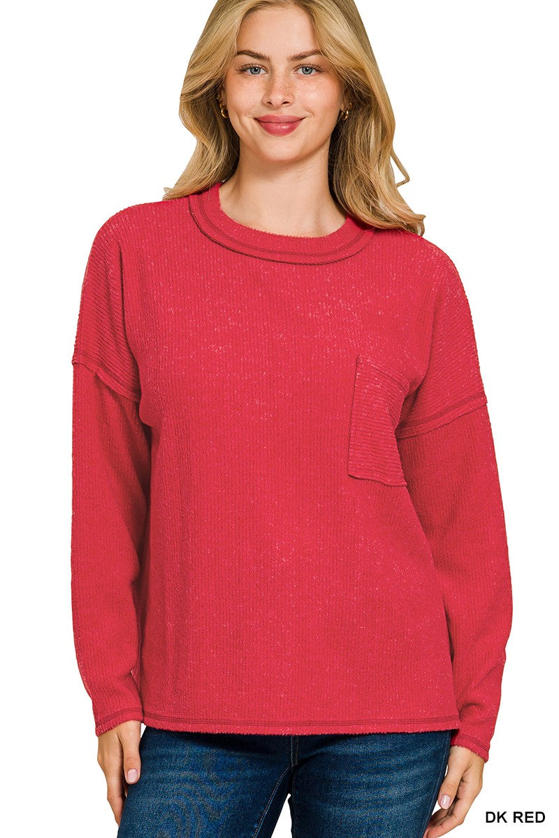 Dark Red Brushed Sweater