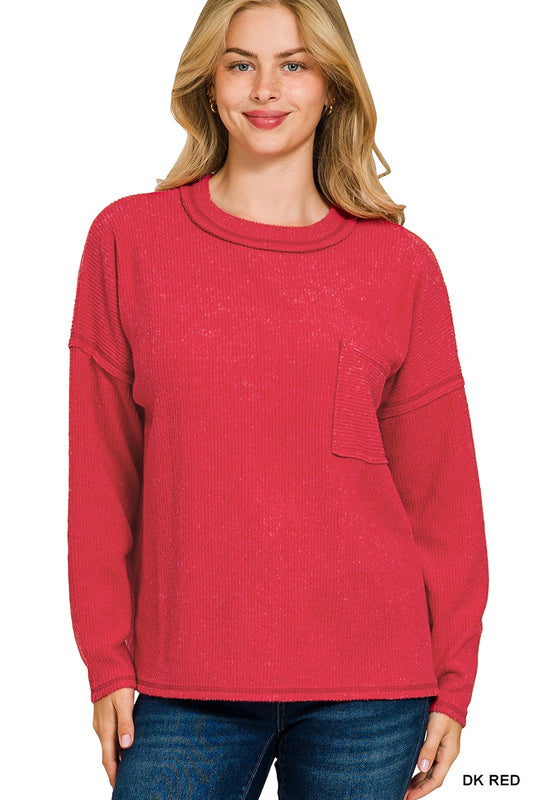 Dark Red Brushed Sweater