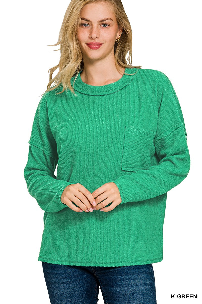 Kelly Green Brushed Sweater
