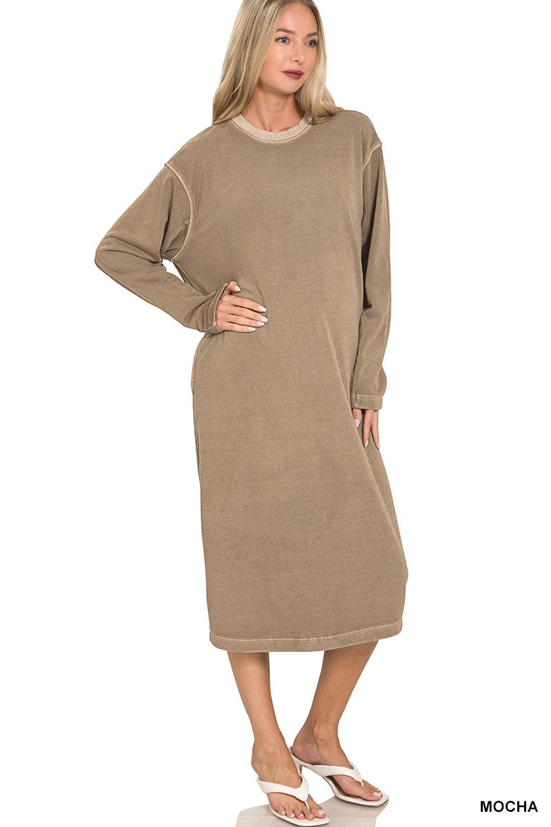 Mocha Soft Fleece Sweatshirt Dress