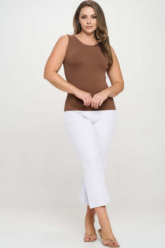 Plus White Straight Crop Pants