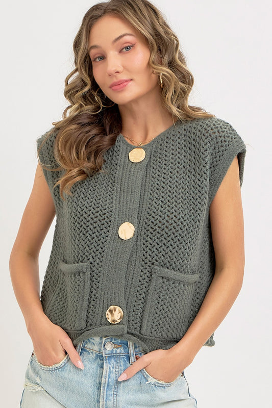 Pinewood Sweater with Gold Buttons