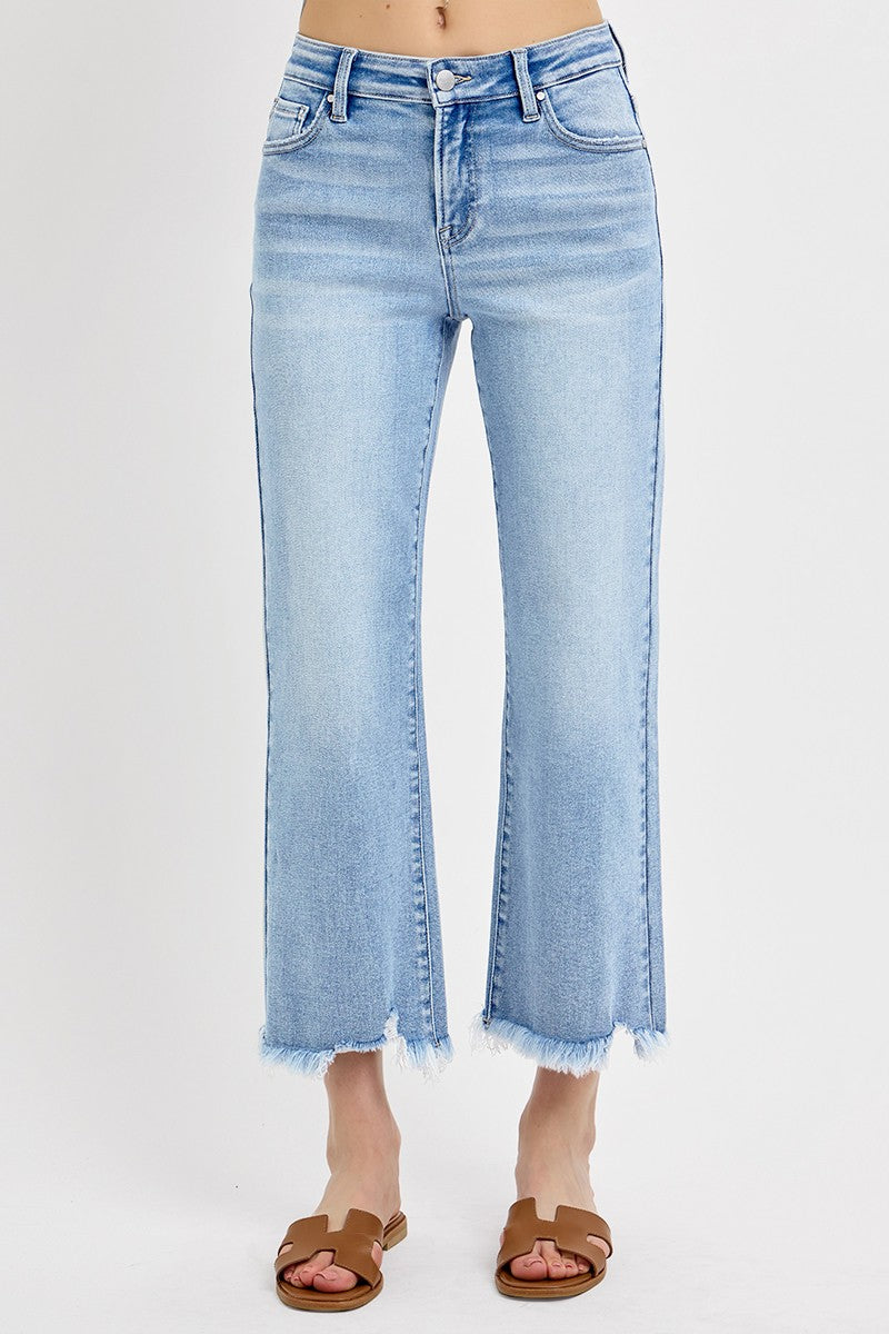 Light Mid Rise Crop Straight Jeans