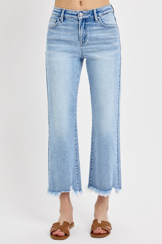 Light Mid Rise Crop Straight Jeans