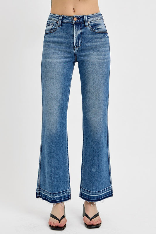Risen High Rise Ankle Dark Flare Jeans