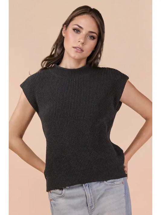 Black Sweater Vest Top