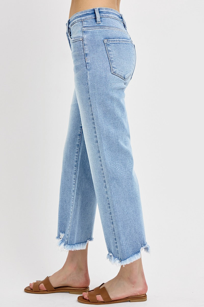 Light Mid Rise Crop Straight Jeans