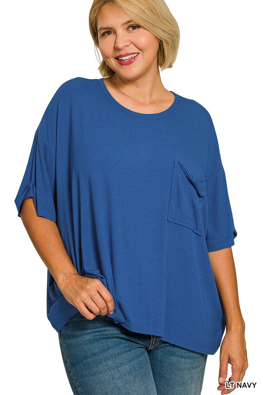 Plus Light Navy Top