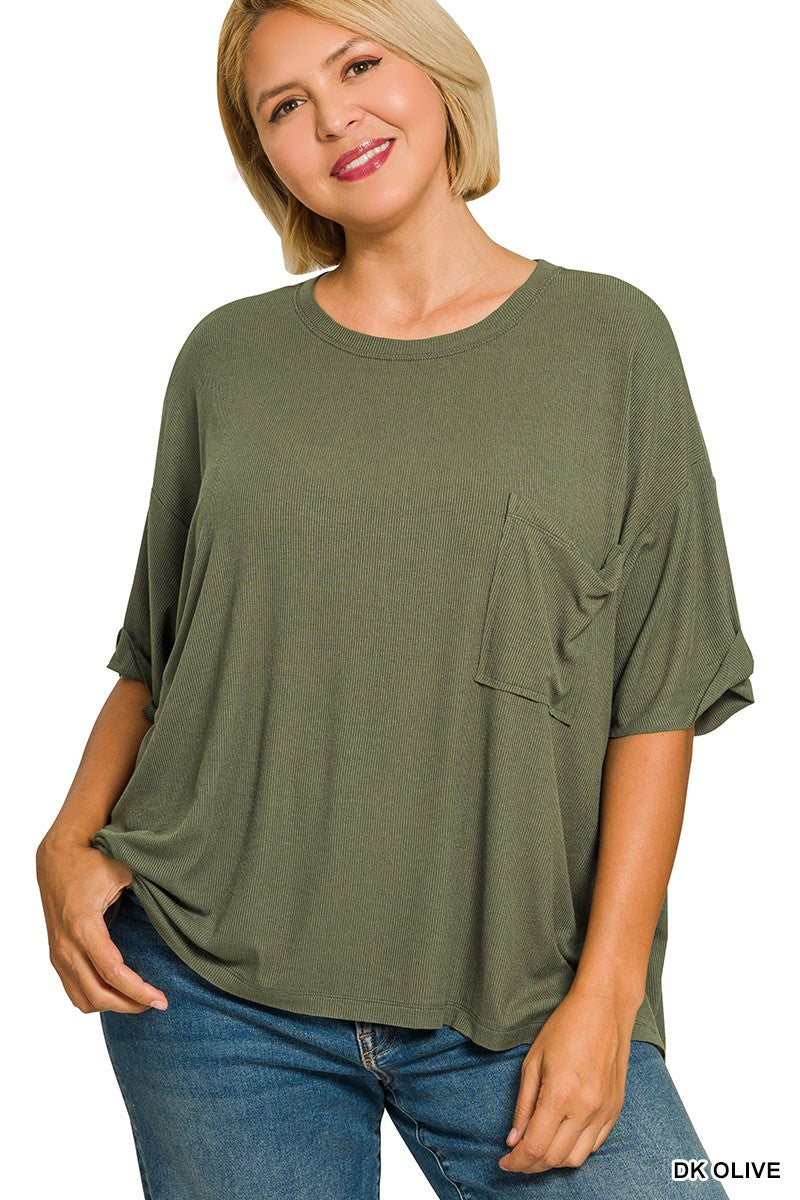 Plus Dark Olive Top