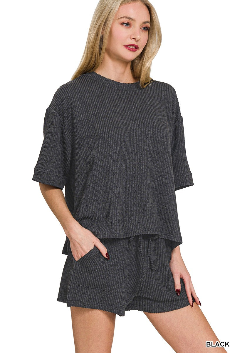 Raised Rib Short Sleeve & Short Set