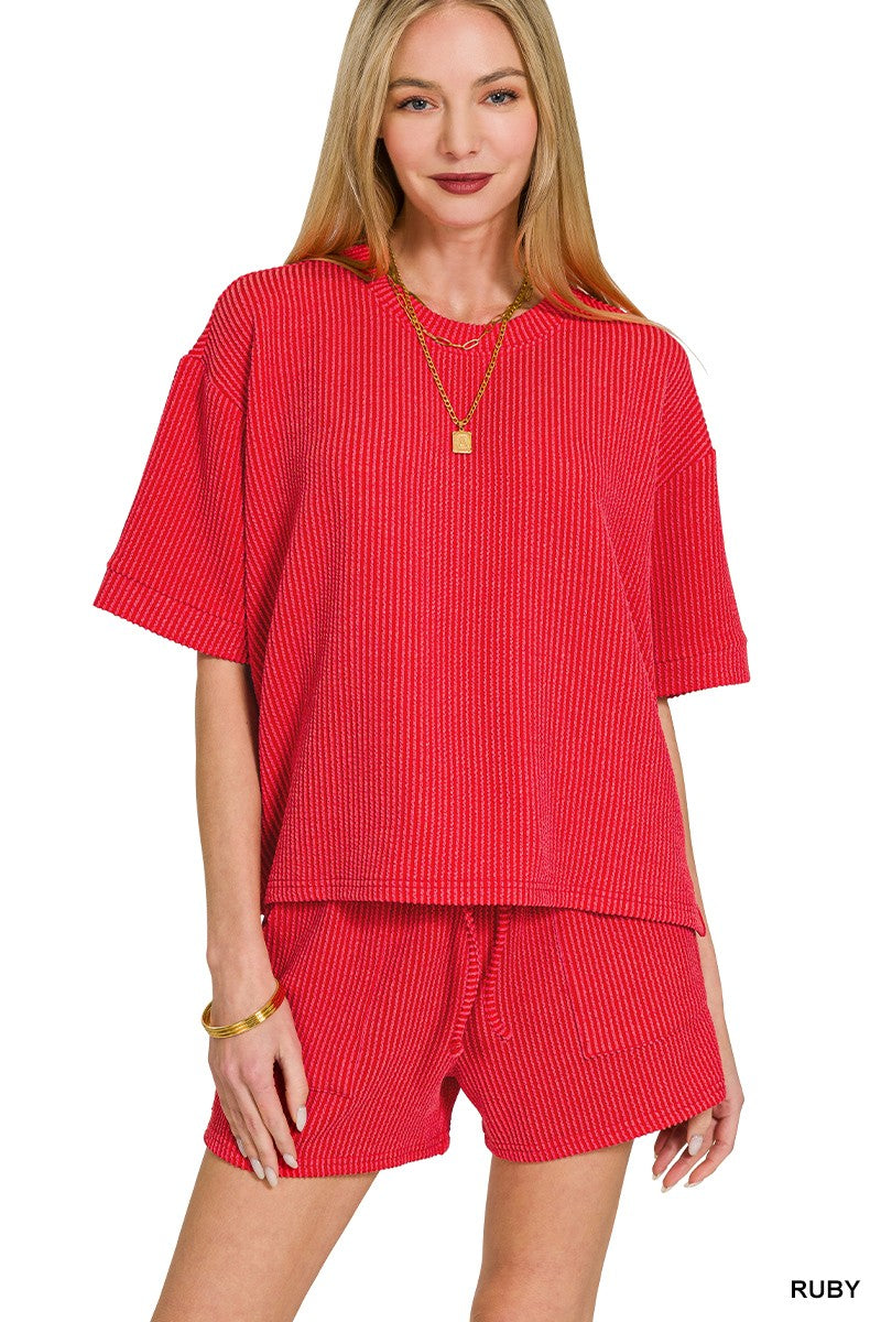Raised Rib Short Sleeve & Short Set