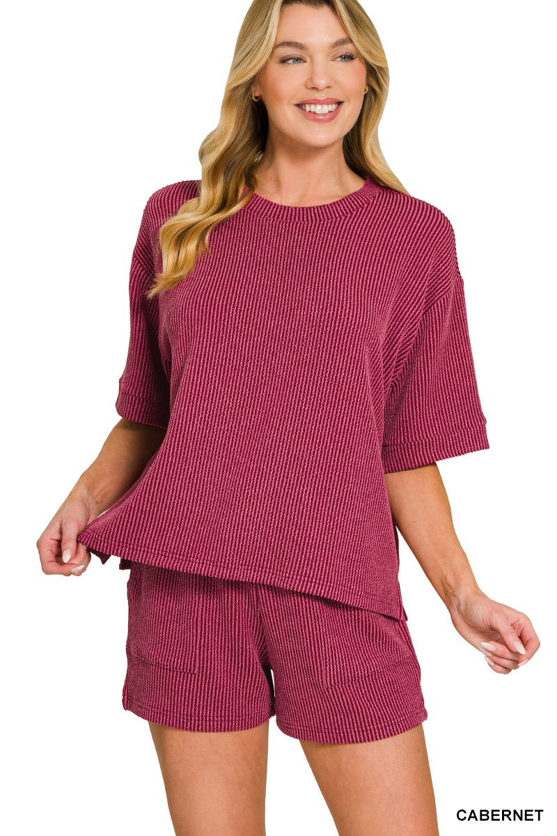 Raised Rib Short Sleeve & Short Set