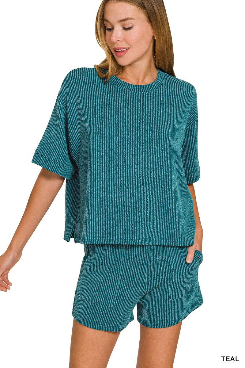 Raised Rib Short Sleeve & Short Set