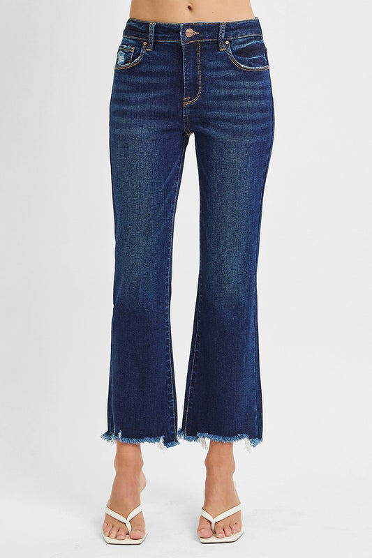 Risen High Rise Crop Straight Slim Jeans