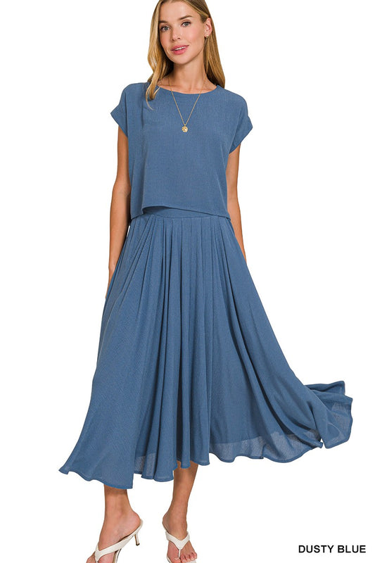Denim Two-Piece Skirt Set