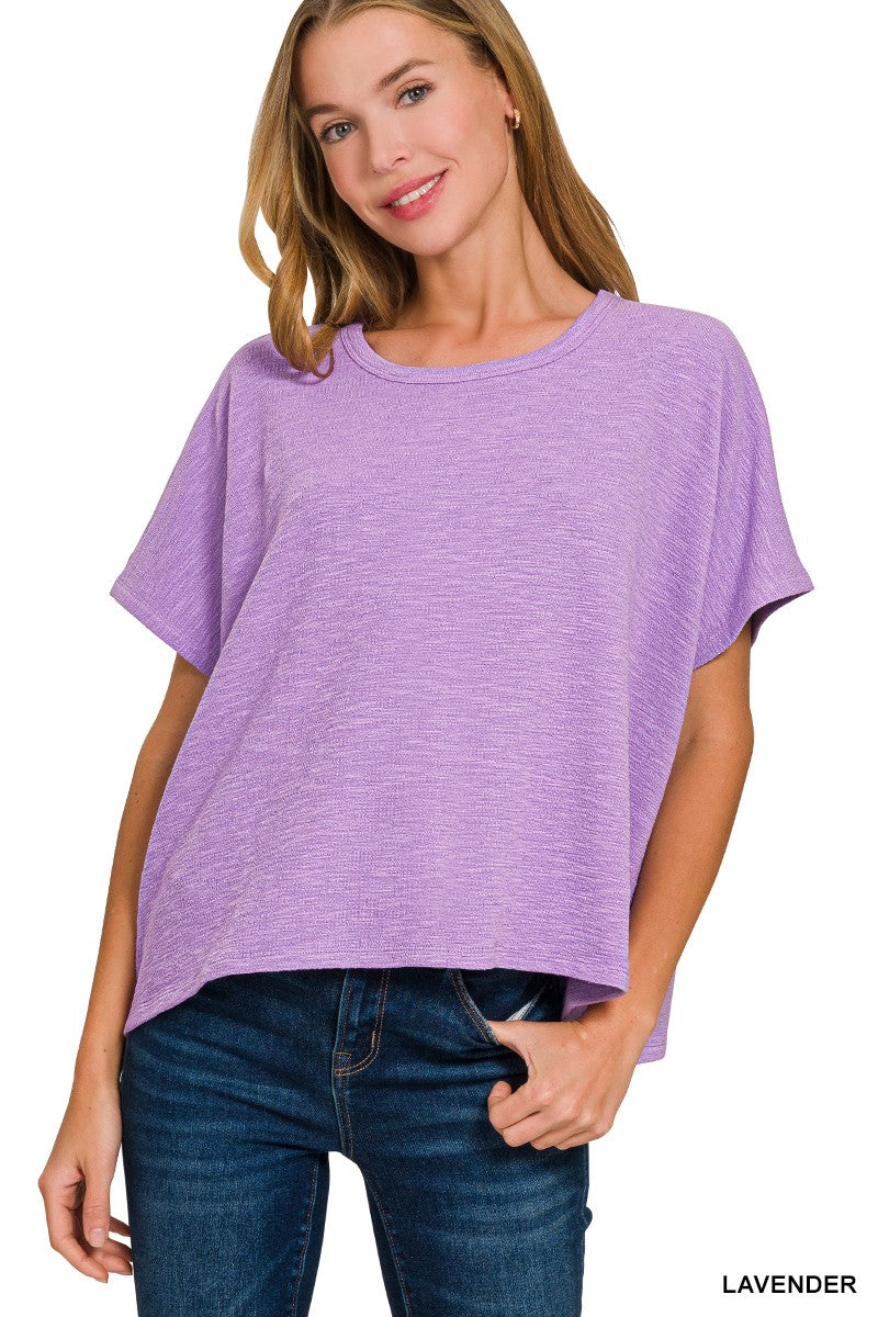 Lavender Cotton Slub Oversize Tee
