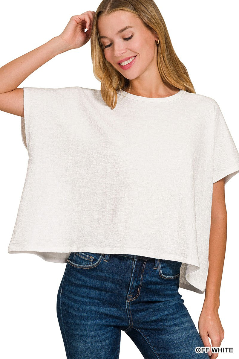 White Cotton Slub Oversize Tee