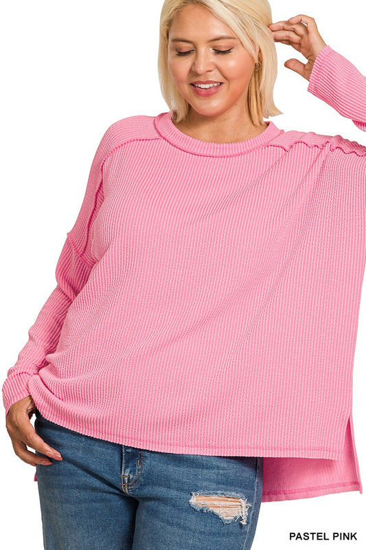 Pastel Pink Ribbed Top