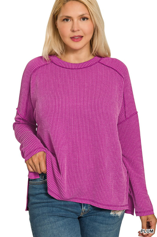Plus Plum Ribbed Top