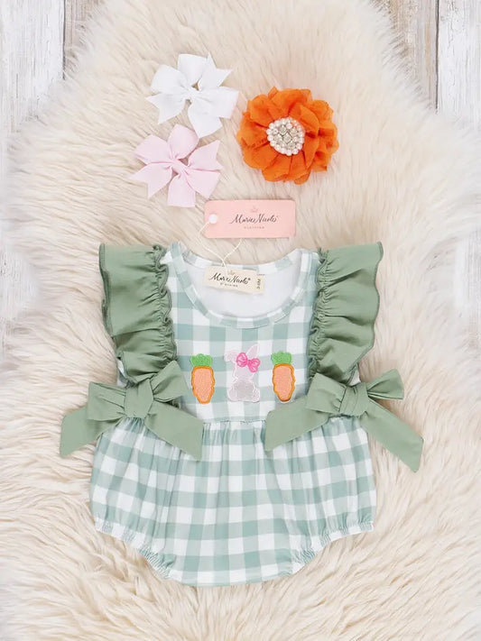 Gingham Carrot Patch Embroidered Bubble