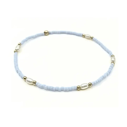 Game Day Pearl, Light Blue & Gold-filled Waterproof Bracelet
