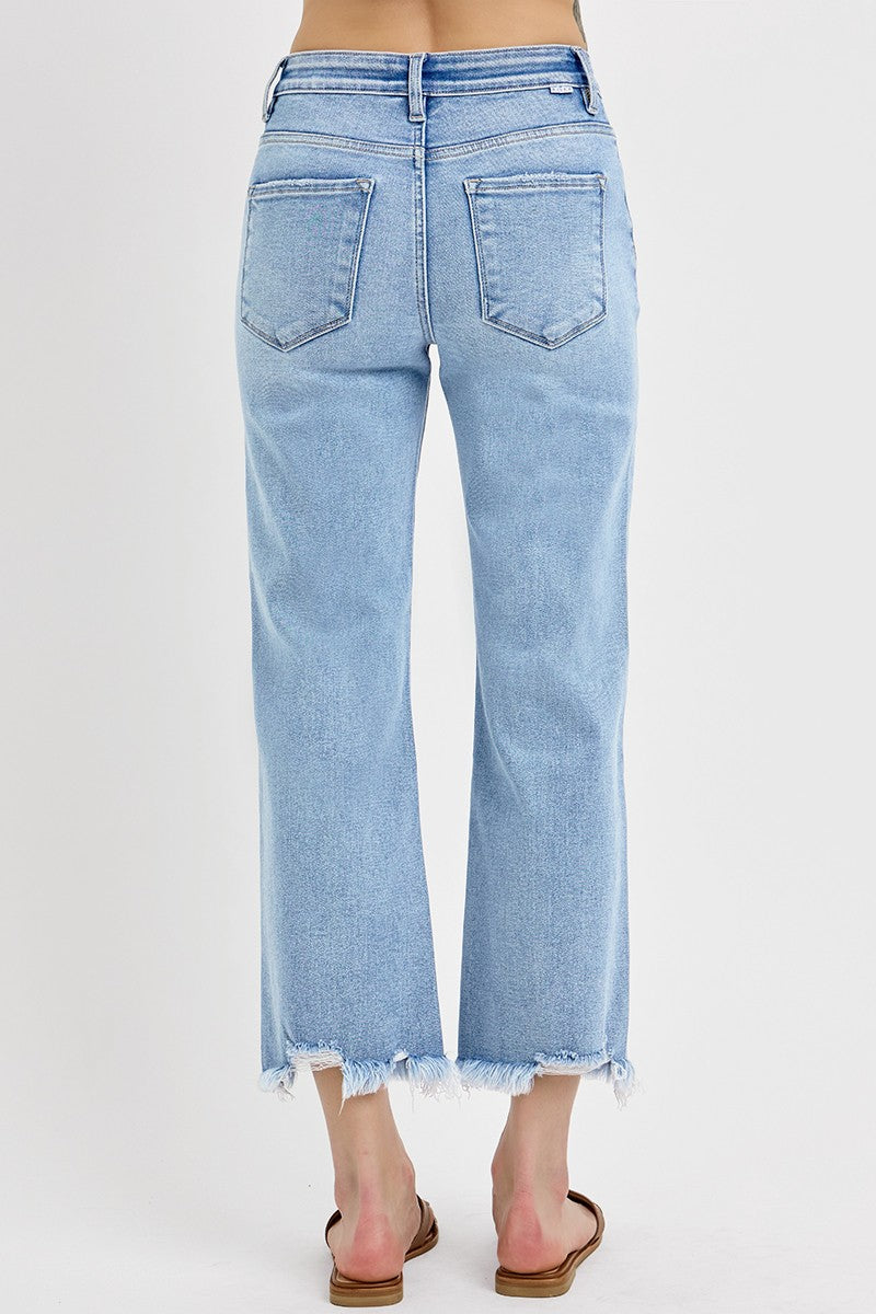 Light Mid Rise Crop Straight Jeans