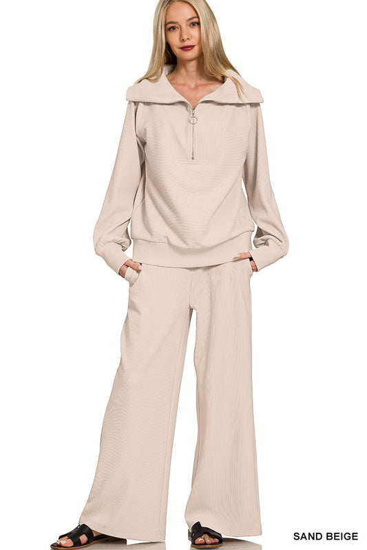 Sand Beige Two-Piece Scuba Set