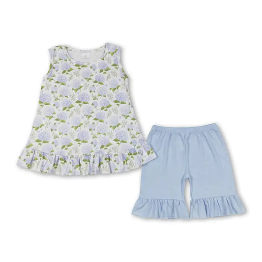 Sleeveless Floral Top Ruffle Shorts