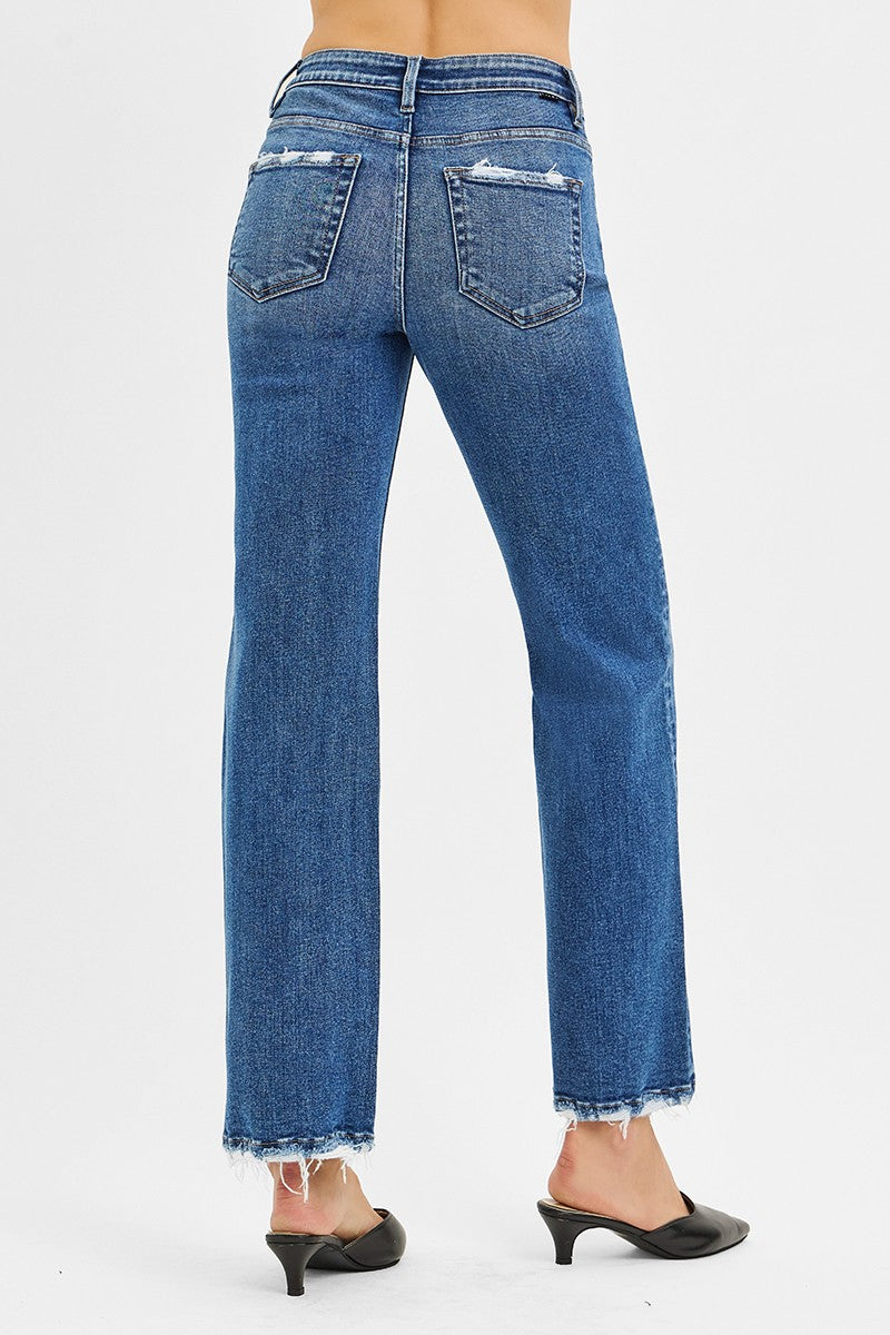 Risen Tummy Control High Rise Ankle Straight Jeans