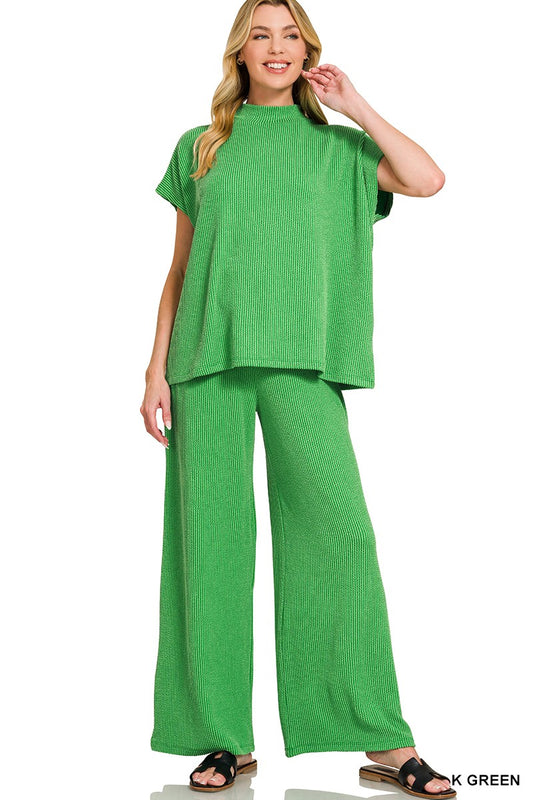 Kelly Green Ribbed Sleeveless Set