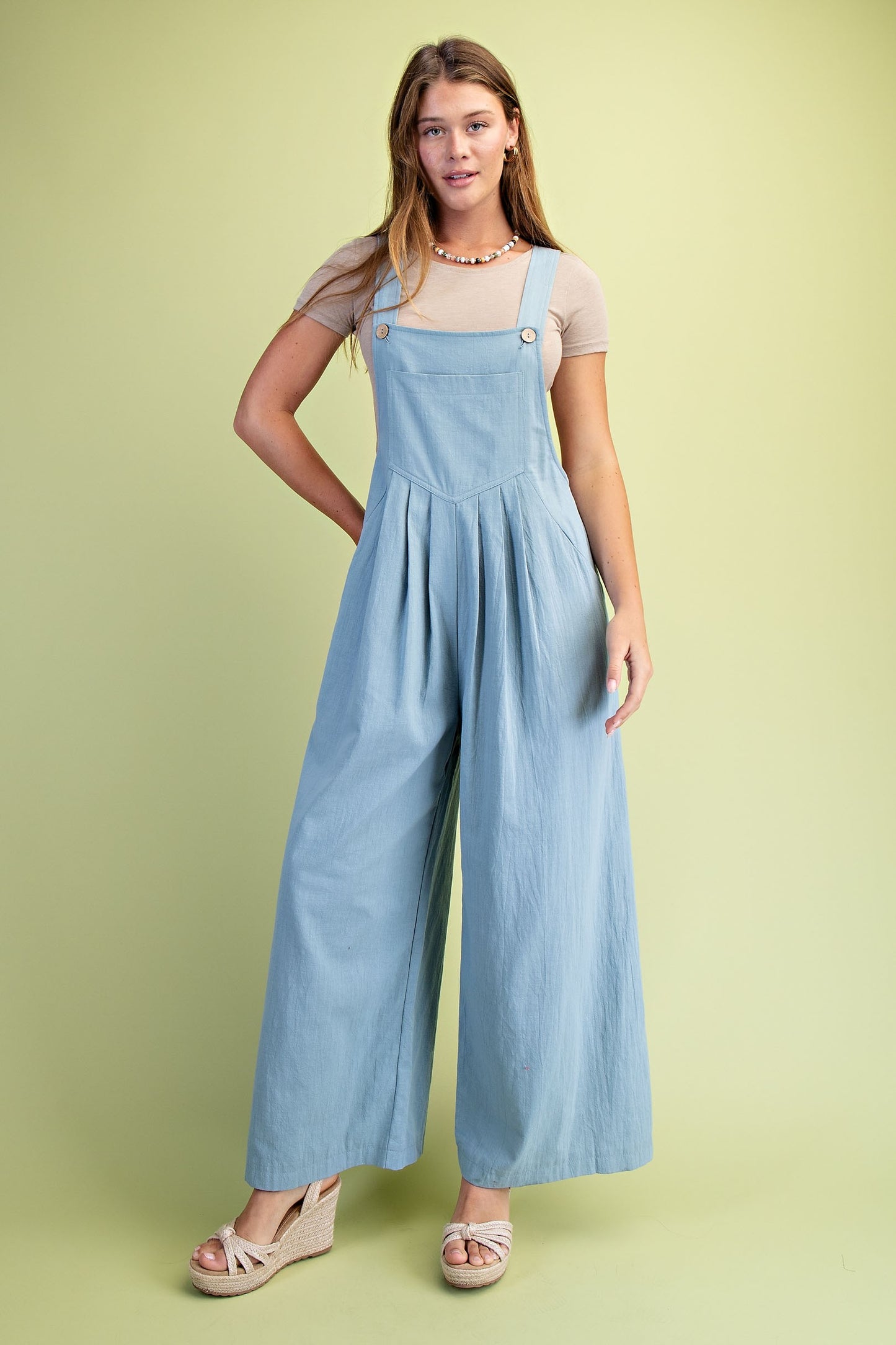 Light Denim Pintuck Jumpsuit