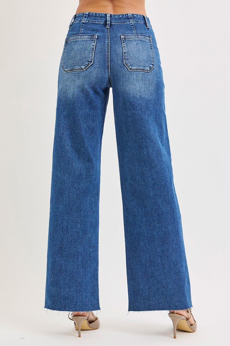 Mid Rise Fit Wide Leg with Front Patch Pocket