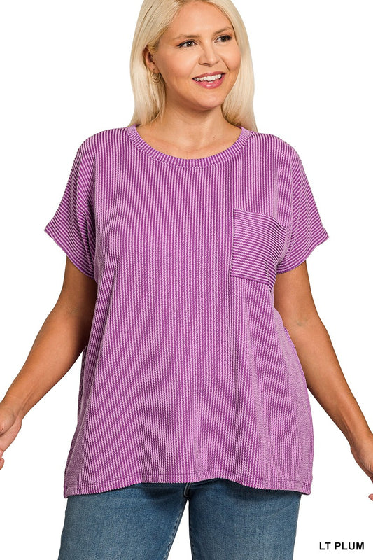 Plus Light Plum Ribbed Top